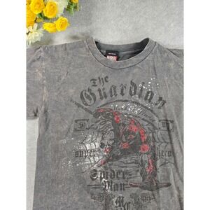 Y2K Marvel Spider-Man The Guardian Graphic T-Shirt Gray Acid Wash Youth 10/12